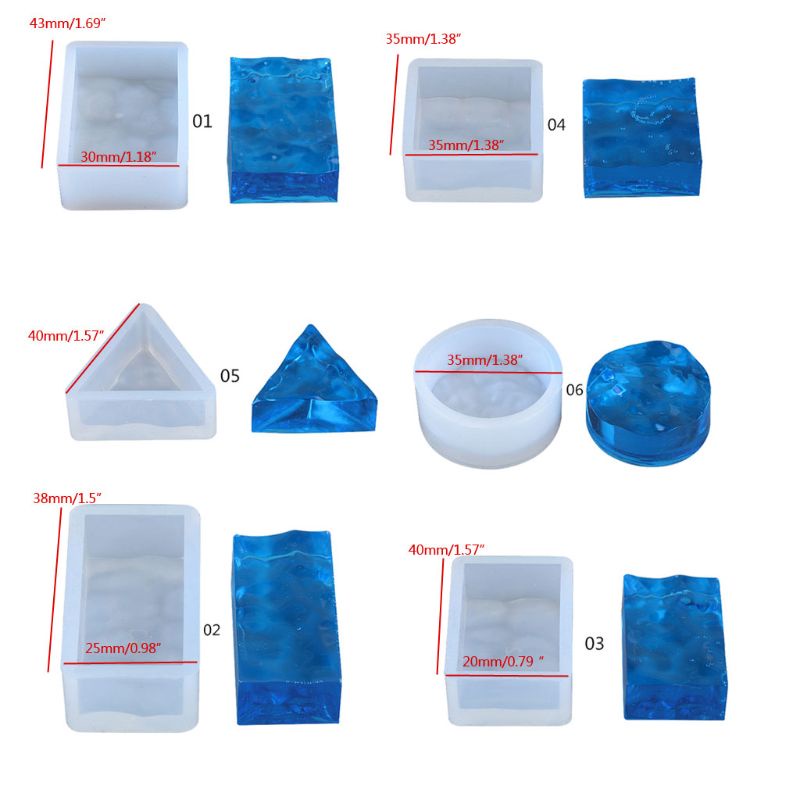 Khuôn Làm Móc Khóa / Vòng cổ Bằng Epoxy Hình Gợn Sóng Nước DIY