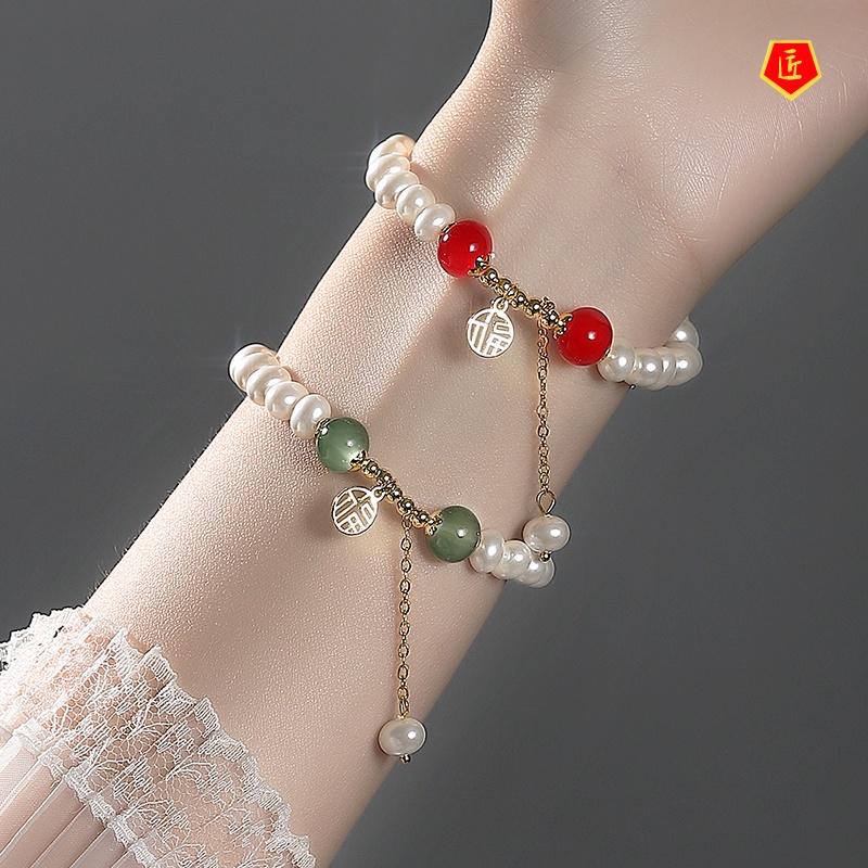Vòng tay đá mã não phong cách Hetian thời trang