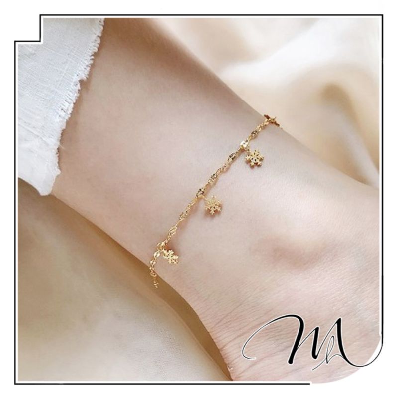 Lắc chân nữ Titan không gỉ dây trúc hoa tuyết rơi - Măng's House LC56