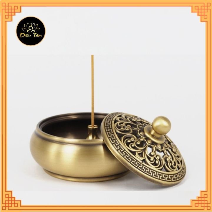 Lư đồng đốt trầm thay cho lư điện- lò đốt đỉnh trầm bằng đồng nguyên chất khối đúc liền