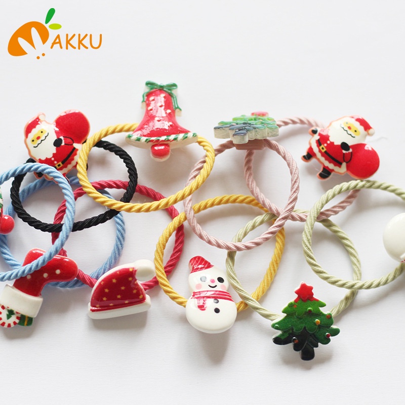 Dây thun cột tóc hình tuần lộc Santa Claus người tuyết giáng sinh năm mới cho trẻ em