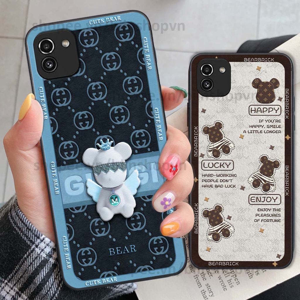Ốp Samsung A03 hình gấu bear brick đẹp độc lạ, thời trang, cá tính