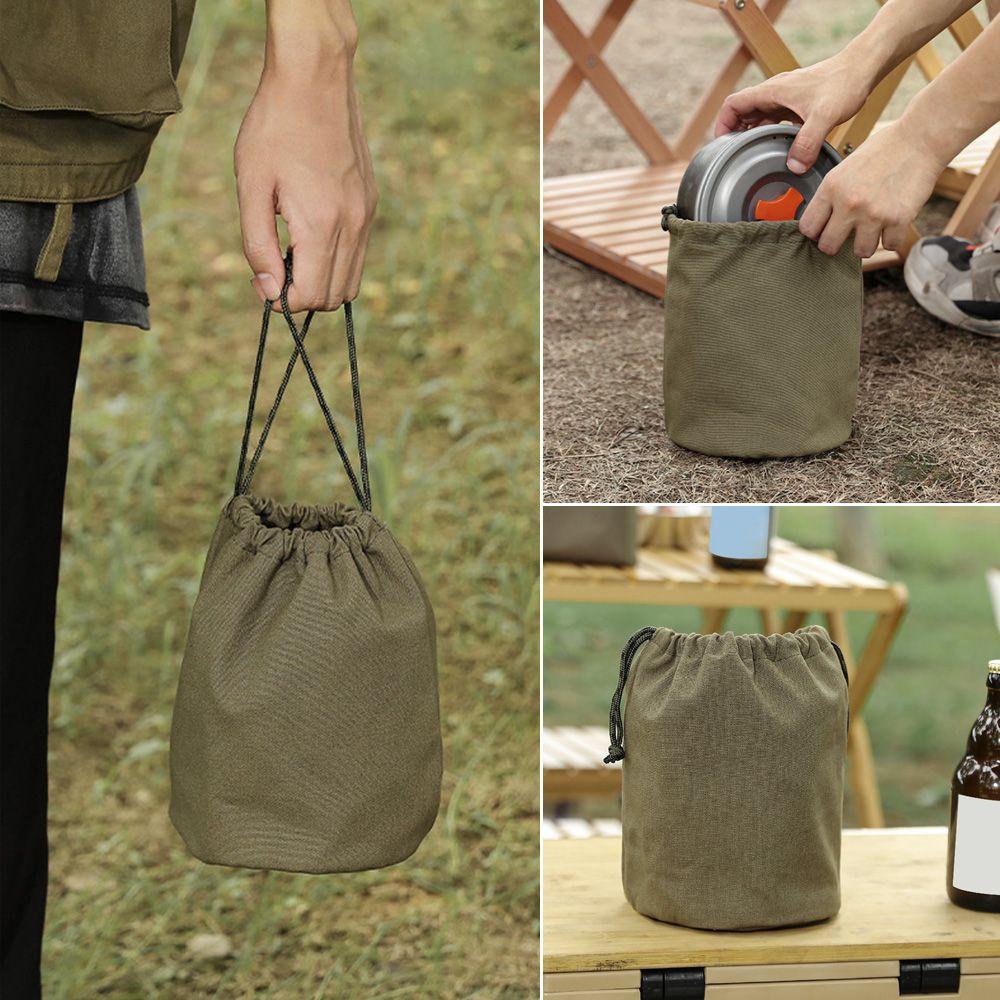 Túi Canvas Dây Rút Cỡ Lớn Đựng Dụng Cụ Ăn Uống Tiện Lợi