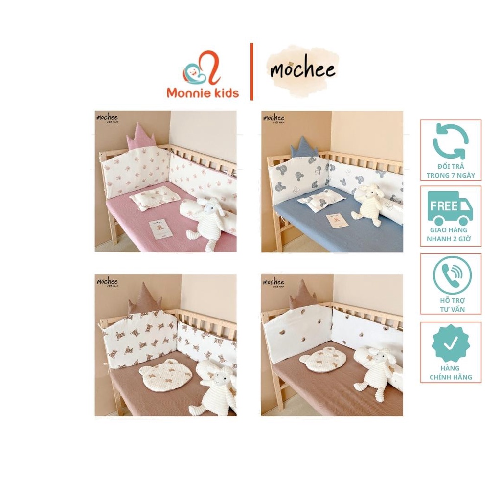Quây cũi xô Mochee cho bé muslin an toàn cho trẻ - Monnie Kids