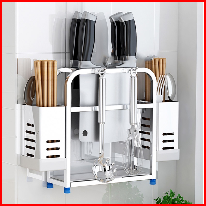 Kệ inox 304 để đũa thìa kích thước 33x10x23cm kèm khay hứng nước bằng nhựa