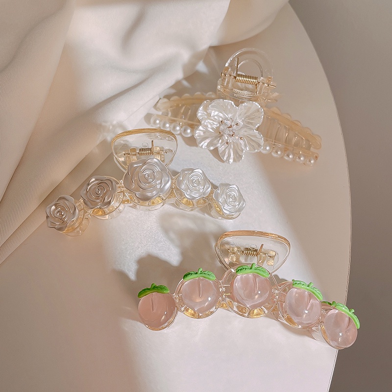 Kẹp Tóc Trong Suốt Đính Hoa Thời Trang Cho Nữ