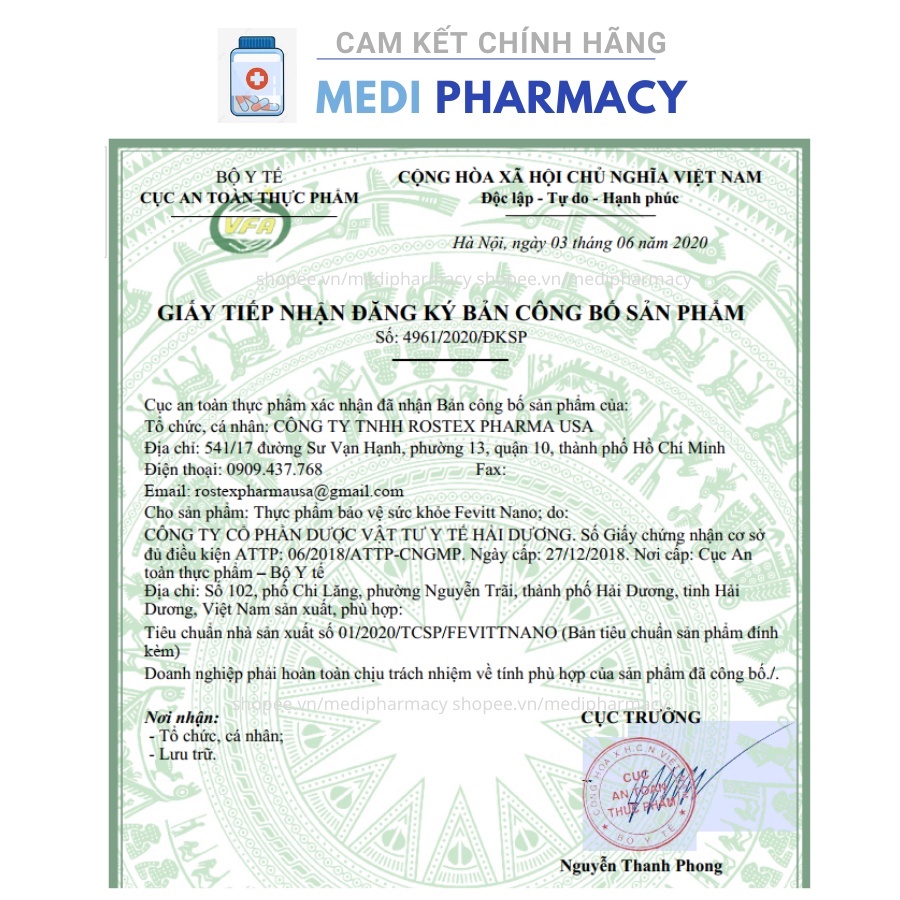 Viên uống bổ máu Fevitt Nano bổ sung Sắt, Acid Folic cho người thiếu máu - Hộp 100 viên