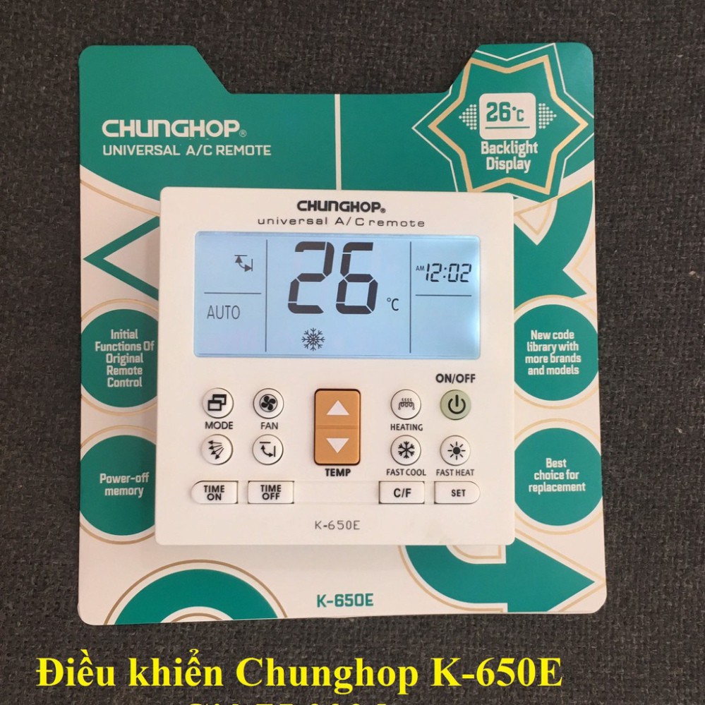 REMOTE MÁY LẠNH ,ĐIỀU KHIỂN ĐIỀU HÒA CHUNGHOP K-650E