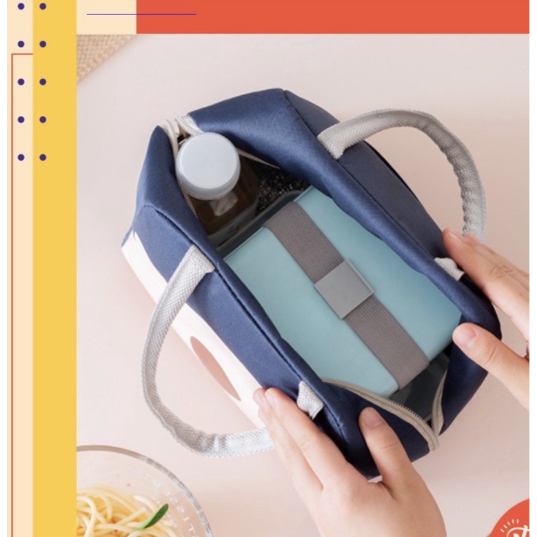 Túi Đựng Hộp Cơm Giữ Nhiệt , Túi Để Hộp Cơm Văn Phòng Hình Gấu, Chống Thấm