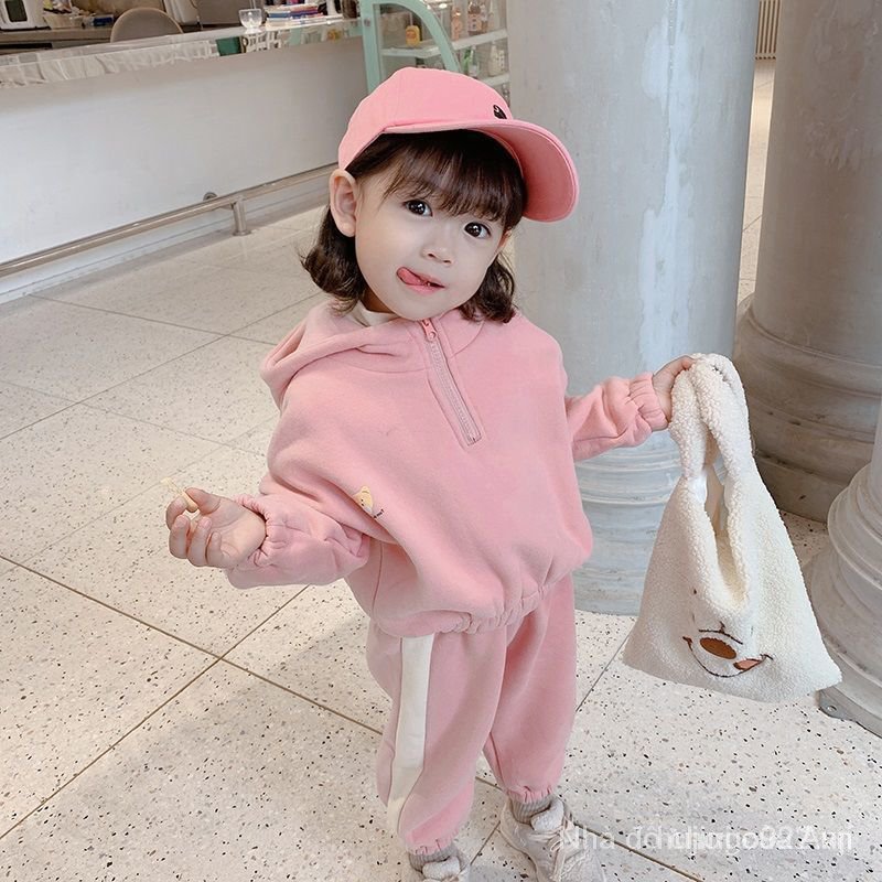 Long Sleeve Round Neck Hoodies + Fashionable Long Pants For Girls