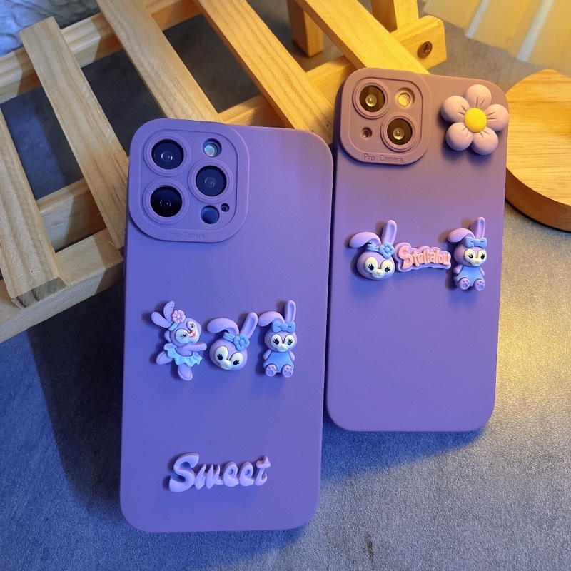 Ốp lưng ip pro camera màu tím hoạ tiết thỏ stella nổi dễ thương dành cho ip