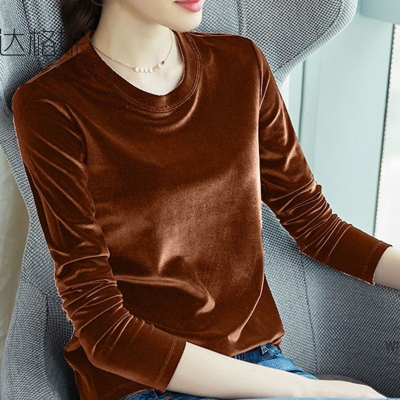Áo Nhung Dài Tay Ôm Dáng Xinh Xắn Theo Phong Cách Hàn Quốc Dành Cho Nữ