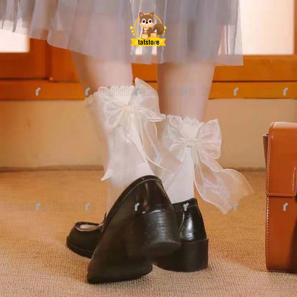 Tất vớ nữ cổ cao phong cách lolita kèm nơ điệu đà cosplay nữ sinh chụp ảnh siêu đẹp TẤT STORE 7CCF2