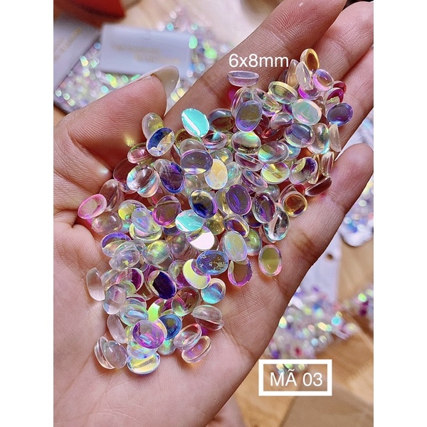 Sét đá khối pha lê chân bằng 100viên cực sáng trang trí móng.