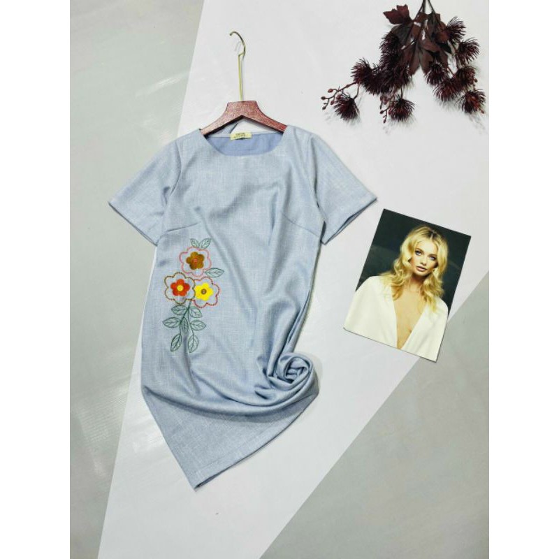 Đầm Liền Tay Ngắn Dáng Suông Cổ Tròn Cao Cấp - Váy Thun Cotton Họa Tiết Chùm Hoa - Váy Xuất Khẩu | BigBuy360 - bigbuy360.vn