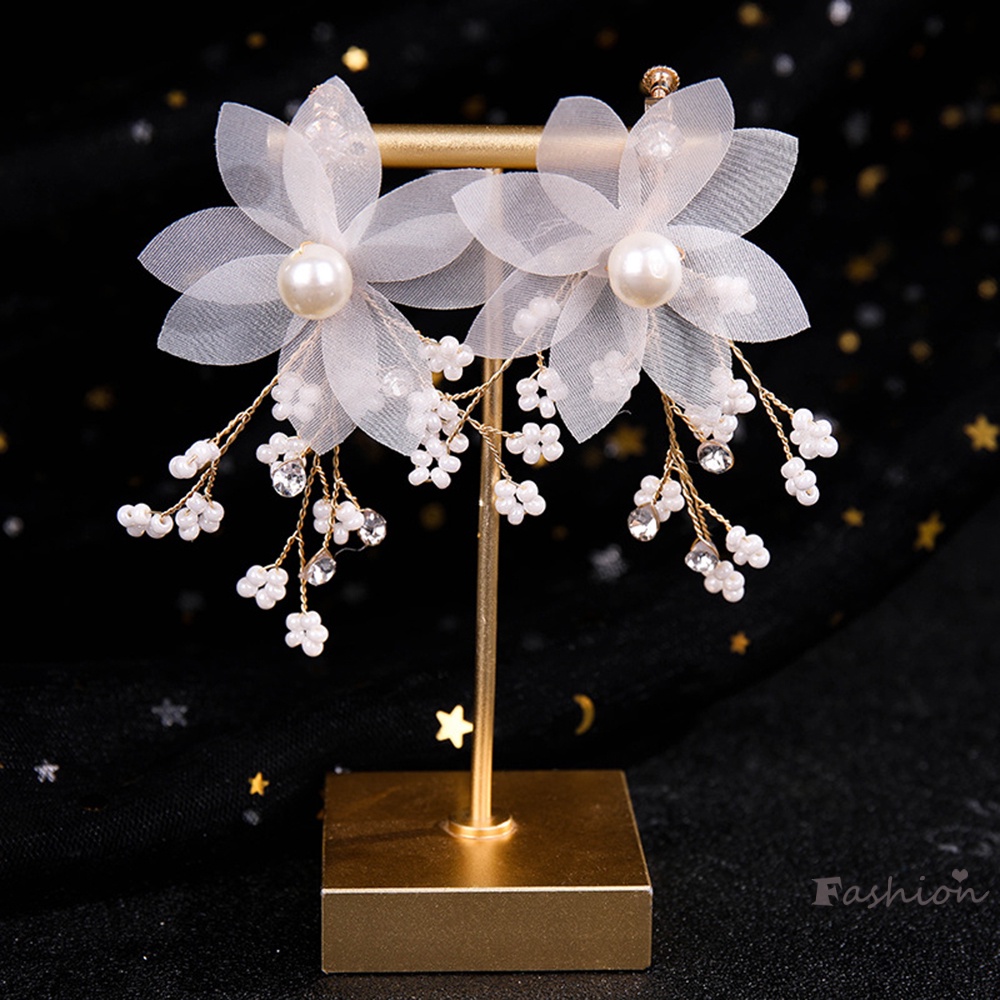 Set Cài Tóc + Bông Tai Mềm Mại Đính Ngọc Trai Nhân Tạo Dành Cho Cô Dâu