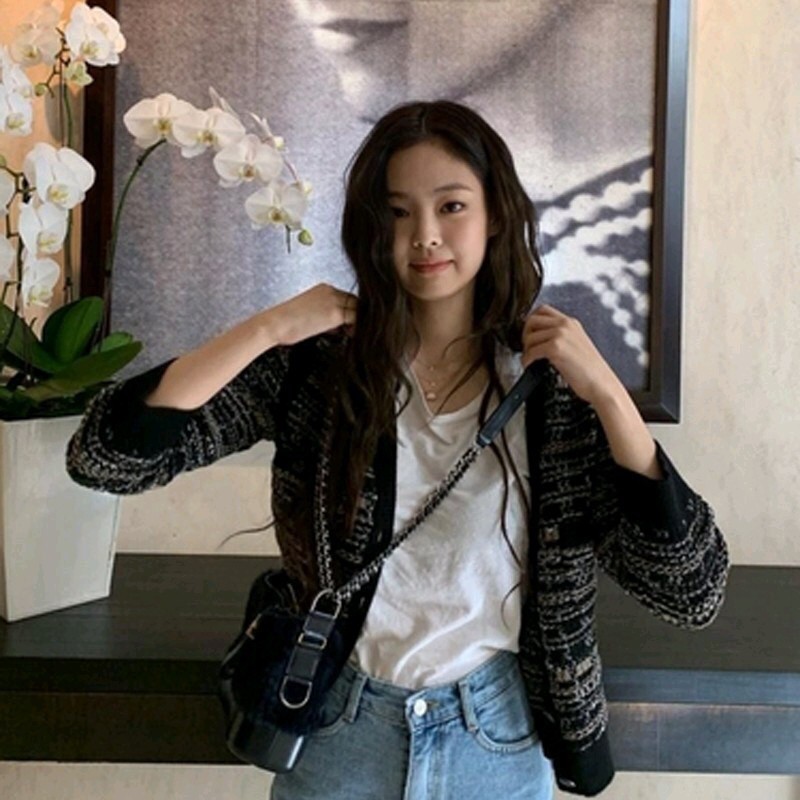 Blackpink Jennie Knit Cardigan Long-Sleeved Slim Korean Autumn Sweater Coat sweater Top