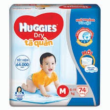 Tã Quần Huggies Size M74, L68, XL62, XXL56 Mẫu Mới Đệm Mây