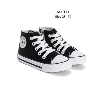 Giày thể thao dáng Converse cho bé trai và bé gái T11 Độc Đáo- ĐEN