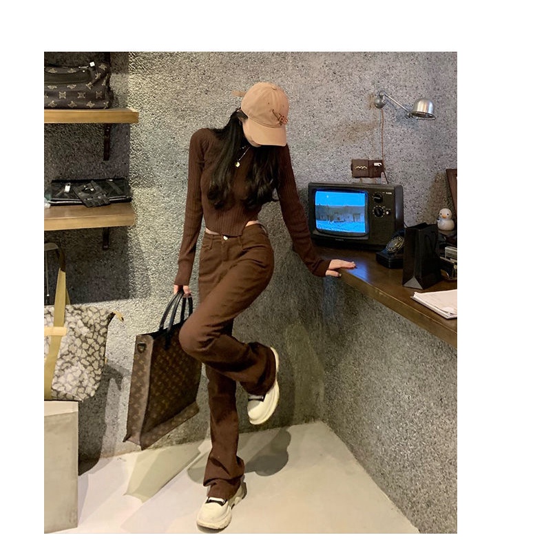 NRVP Quần Jean Dài Ống Rộng Thời Trang Hàn Quốc Cá Tính Cho Nữ