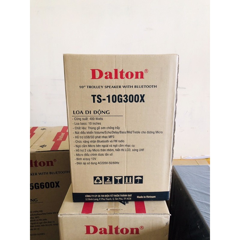 Loa kéo di động chính hãng Dalton TS-10G300X (bass 25cm, 400W, Mẫu mới 2021)