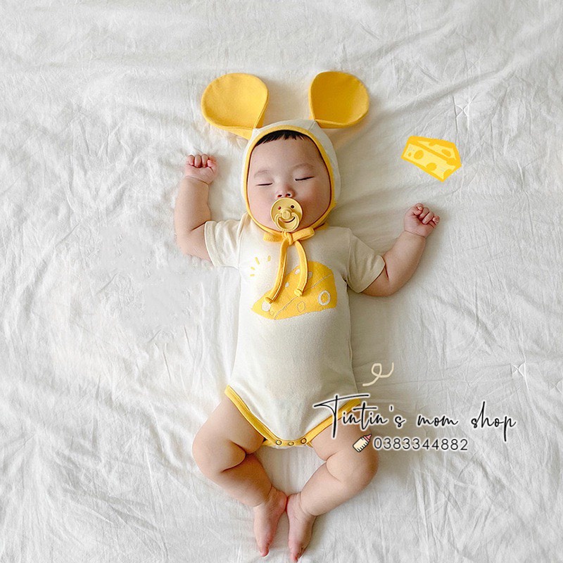 Sét body chíp cotton mềm kèm mũ đáng yêu cho bé