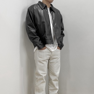 (Chính Hãng Amrish) Áo Khoác Da LEATHER ZIP UP JACKET - Đen
