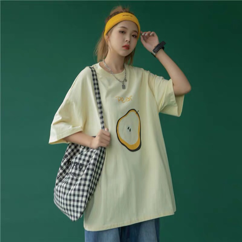 Áo thun tay lỡ unisex trái cây freesize Ulzzang