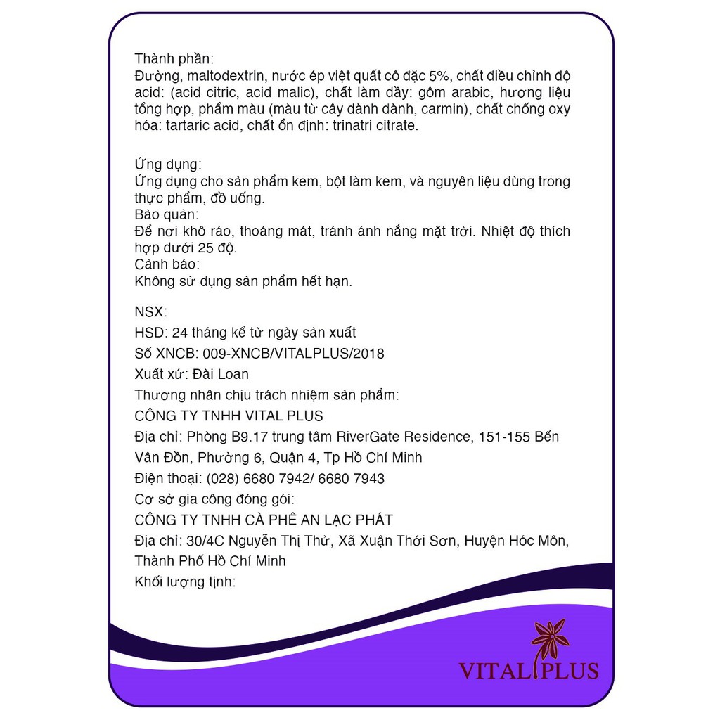 Bột trái cây - Bột Việt Quất - Vital Plus - Shop Nhà Anise