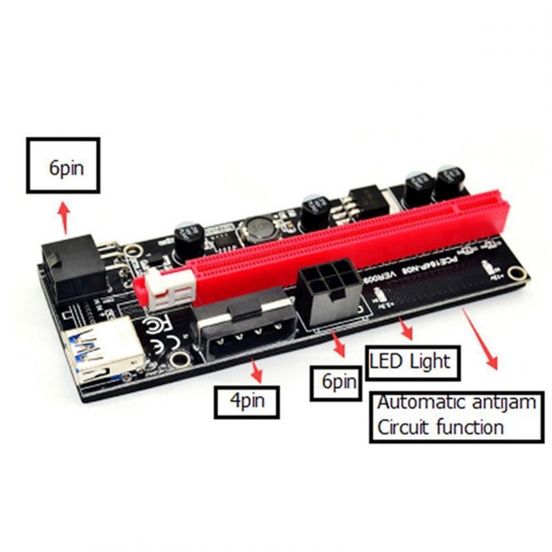 6 Card Mở Rộng Ver009 Usb 3.0 Pci-E 1x Sang 16x Thẻ