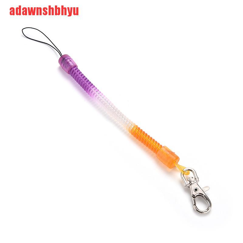[adawnshbhyu]1pcs-Retractable-Plastic-Spring-Coil-Spiral-Stretch-Keychain-Ring-Chain-Keyring
