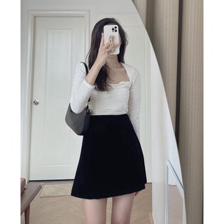 🌈freeship 50k🔥set áo cổ vuông nhăn chân váy chữ a celyn clothes