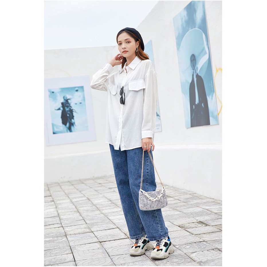 Túi kẹp nách vân ngựa vằn phối xích phong cách Retro DC09 túi đeo vai Chip Xinh Bag | BigBuy360 - bigbuy360.vn