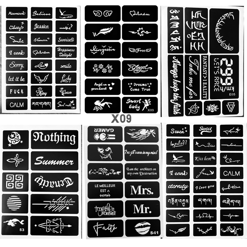 KHUÔN XĂM TATTOO CHỮ TIẾNG ANH, KÍ TỰ tấm A4