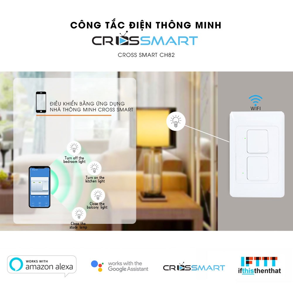 Công tắc thông minh Wifi Tuya - Cross Smart CH82