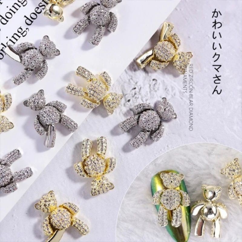 Charm gấu teddy nail full đá