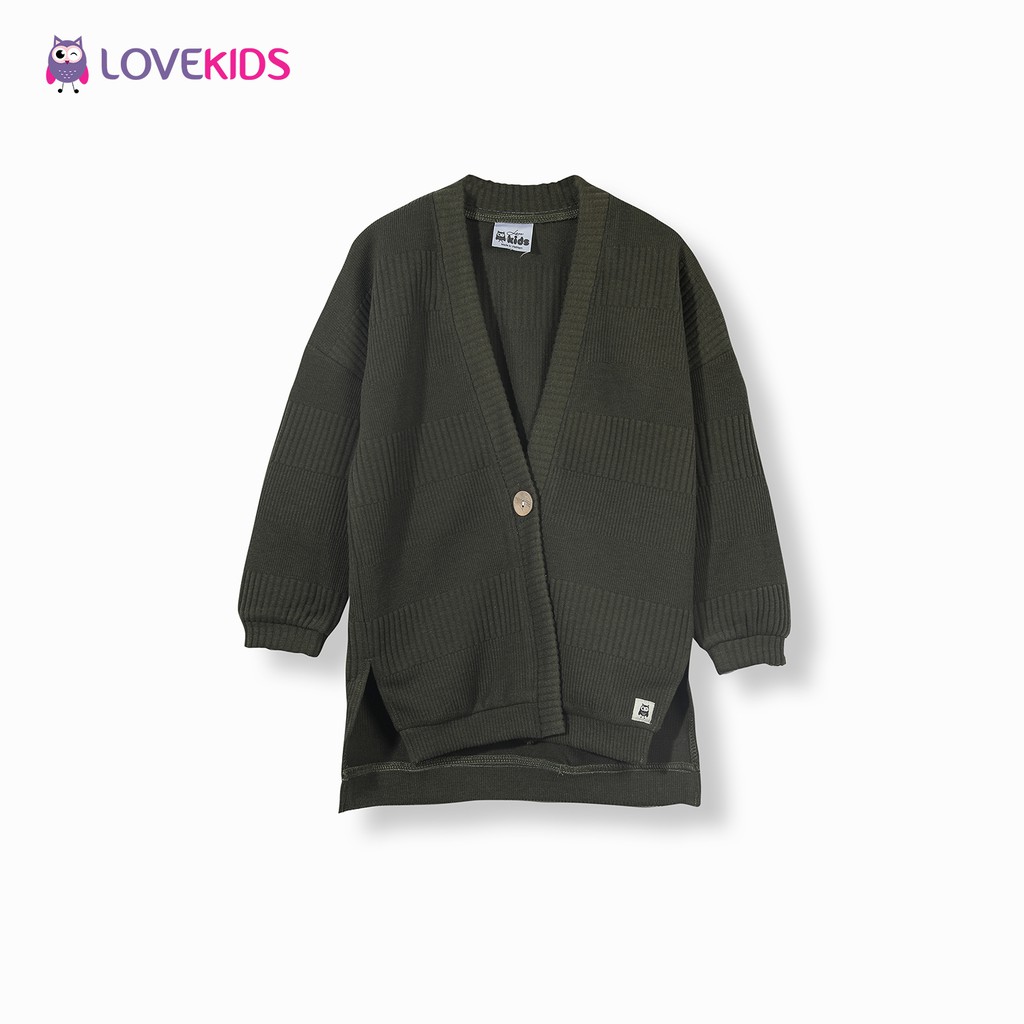 Áo khoác cardigan dáng dài màu rêu - Lovekids