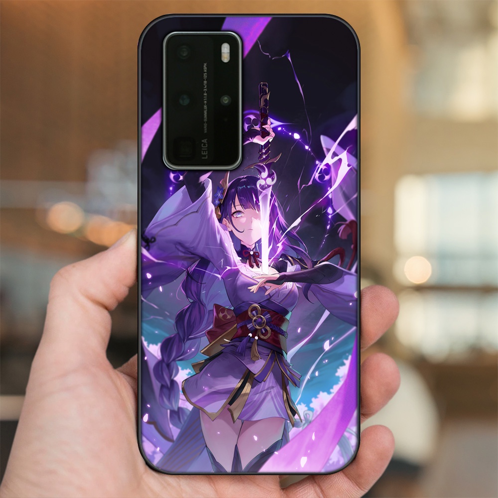 Ốp lưng Huawei P40 Pro viền đen in hình Raiden Shogun Genshin Impact