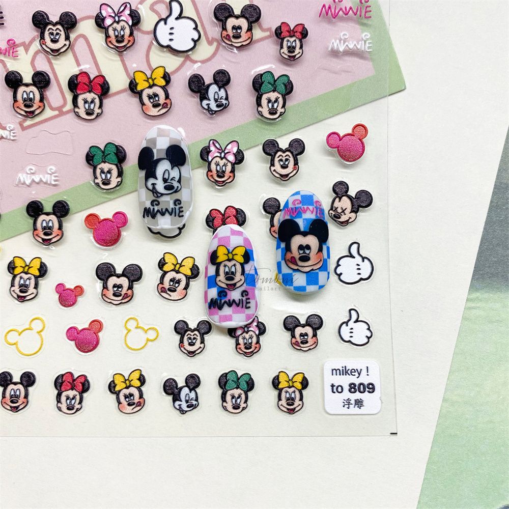 [Hàng mới về] Hình dán trang trí móng tay họa tiết chuột Mickey Minnie 5D xinh xắn