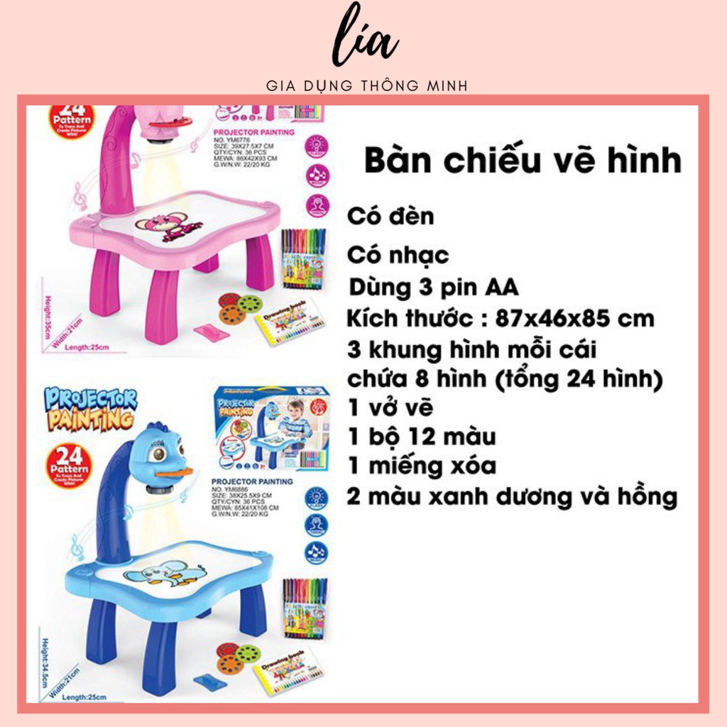 BỘ BÀN VẼ CÓ ĐÈN CHIẾU❤️️ MÁY CHIẾU VẼ TRANH THÔNG MINH❤️️ CÓ NHẠC CHO BÉ