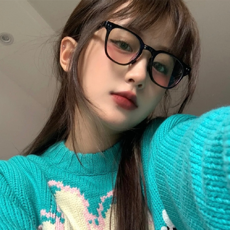 Mắt Kính Má Hồng Gọng Đen Đơn Giản Thời Trang Dành Cho Nữ