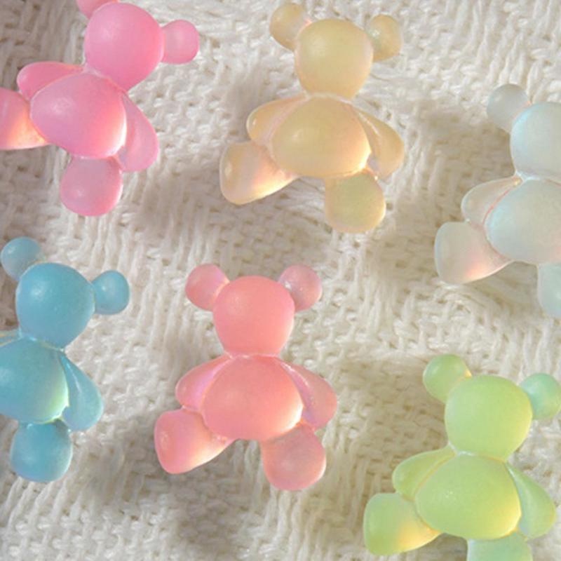 Set 1/5 Gấu Hoạt Hình 3D Dạ Quang Trang Trí Móng Tay