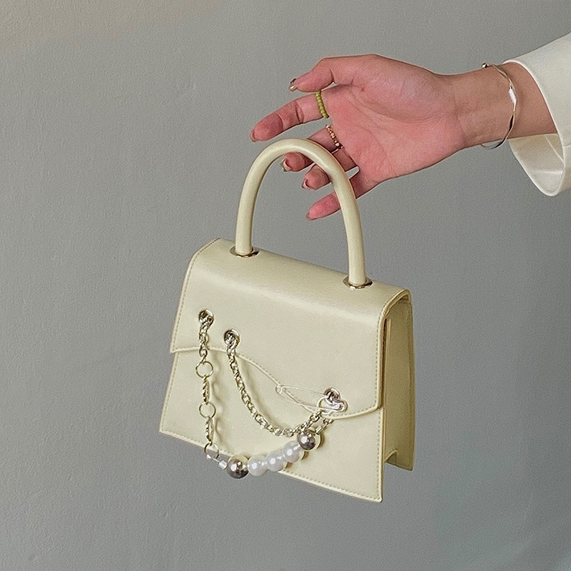 Túi Xách Đeo Chéo Hình Vuông Nhỏ Màu Trơn Phối Dây Xích Thời Trang Cho Nữ 2022