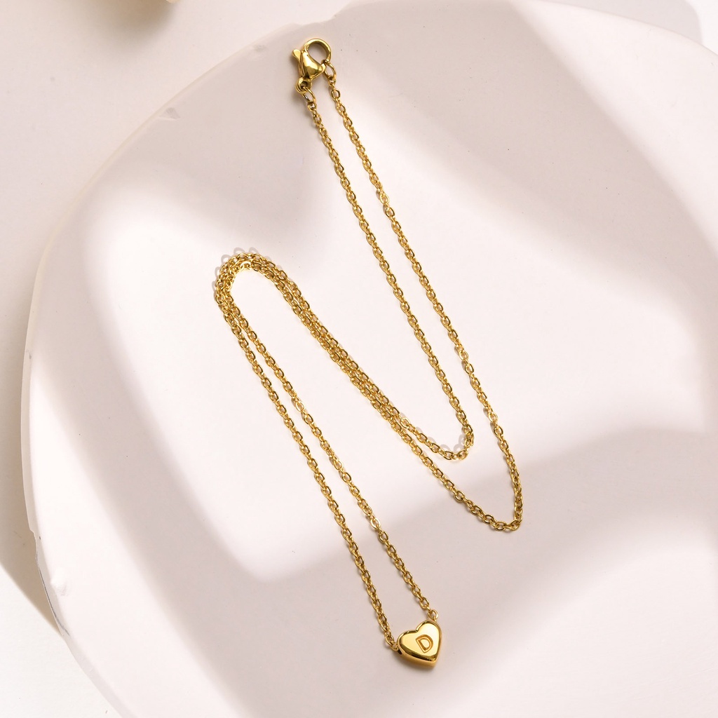 Vnox Vòng cổ Mạ Vàng 14K Mặt Hình Trái Tim Khắc Chữ Thời Trang Cho Nữ