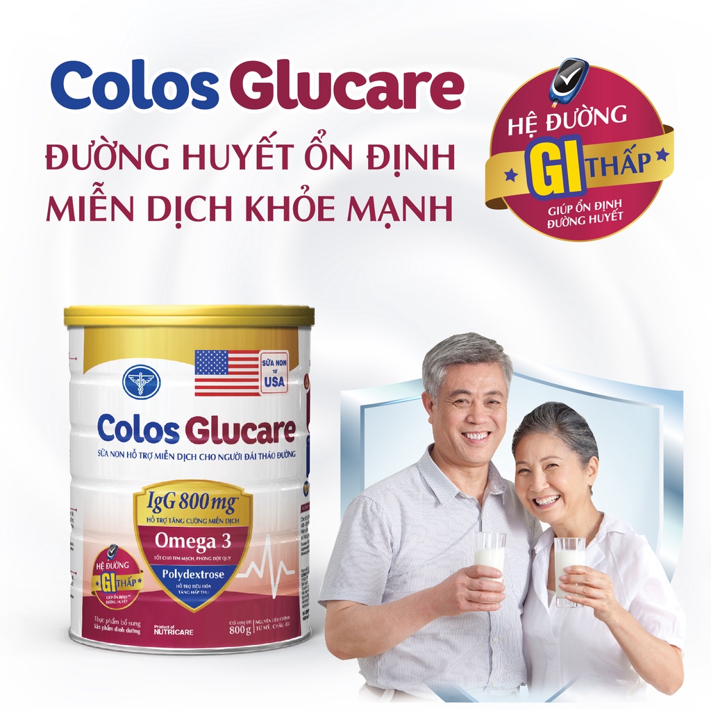 Lon Sữa Bột Dinh Dưỡng Colos Glucare Nutricare 800gr Hỗ Trợ Tăng Hệ Miễn Dịch Cho Người đá tháo đường