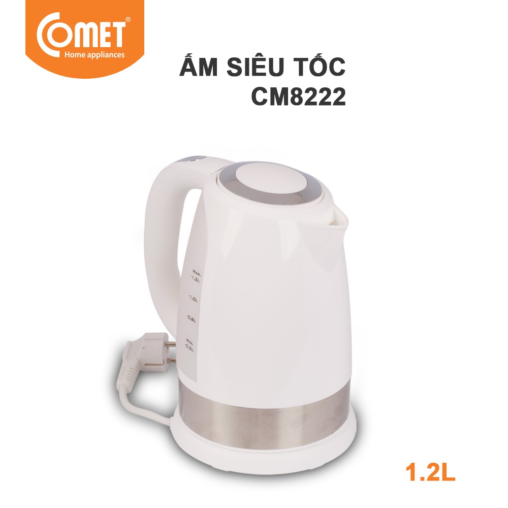 [Mã ELHADEV giảm 4% đơn 300K] Bình đun siêu tốc nhựa chịu nhiệt 1.2L Comet CM8222