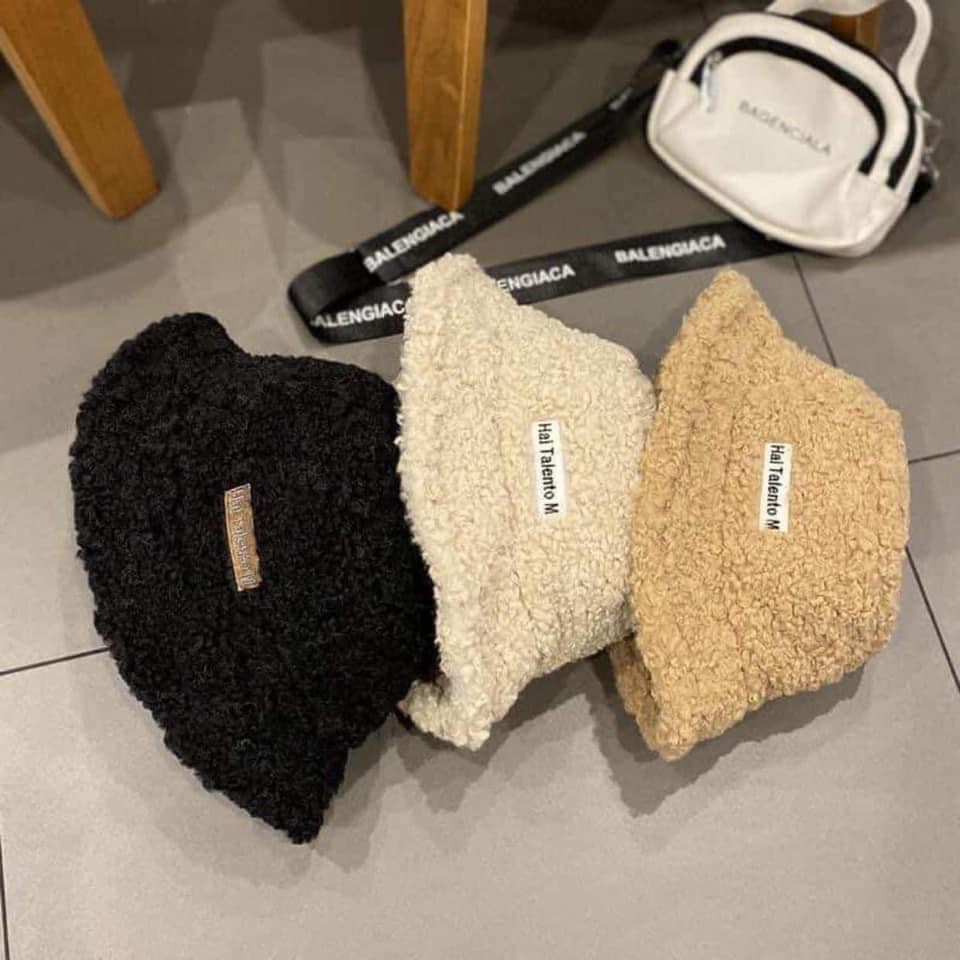 Mũ Lông cừu Bucket Retro Phong Cách Hàn Quốc Nón lông cừu nữ mềm giữ ấm Thu Đông Ulzzang