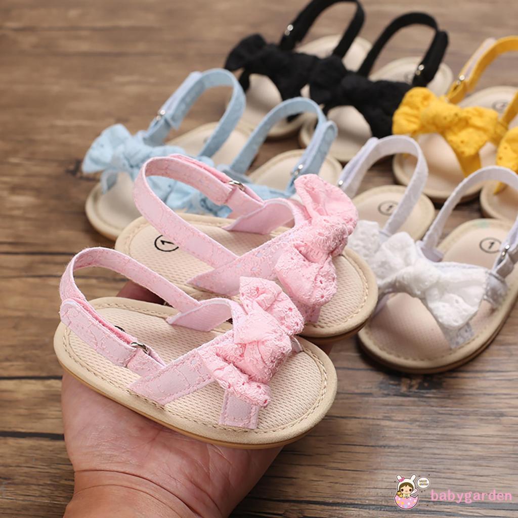Xăng đan Cotton Hở Ngón Đính Nơ Chống Trượt Thời Trang Mùa Hè Dành Cho Bé Gái 0-18 Tháng Tuổi