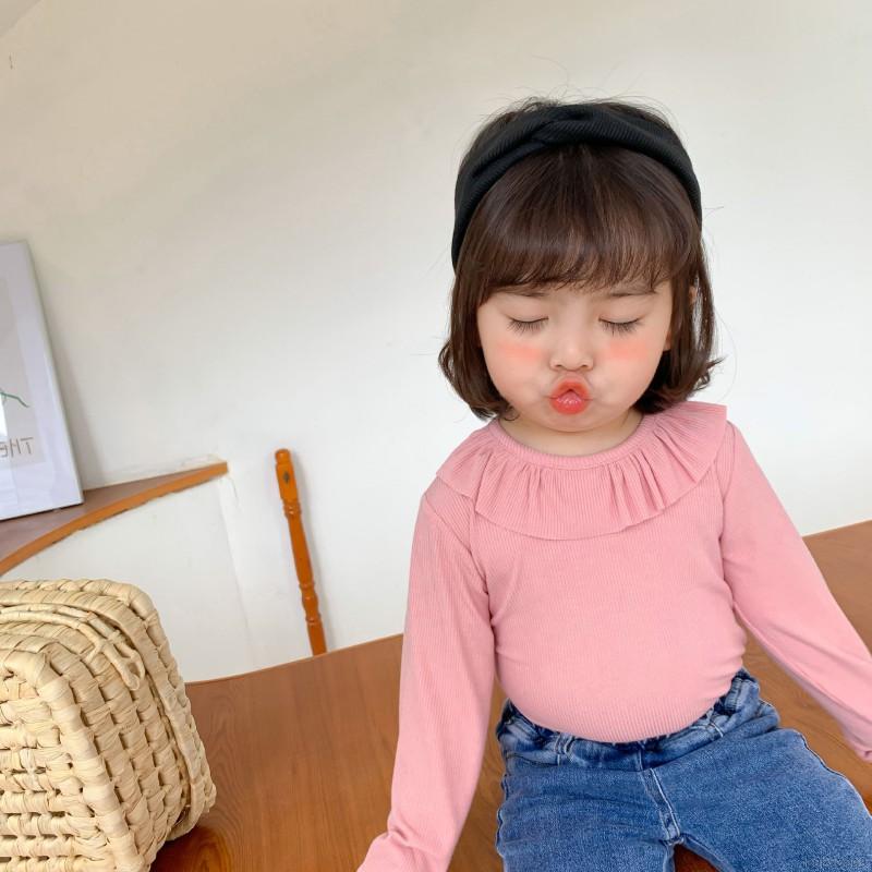 Áo Thun Tay Dài Màu Trơn Cho Bé Gái