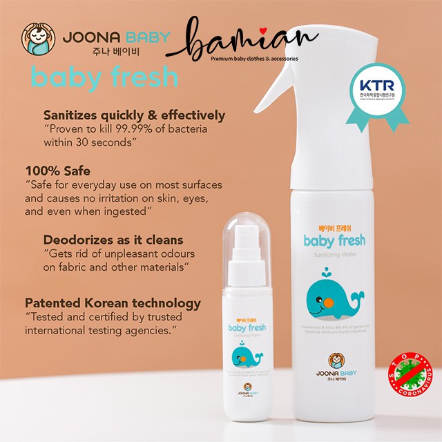 Bình xịt diệt khuẩn Baby Fresh JOONA BABY khử mùi an toàn cho bé nhập khẩu Hàn Quốc